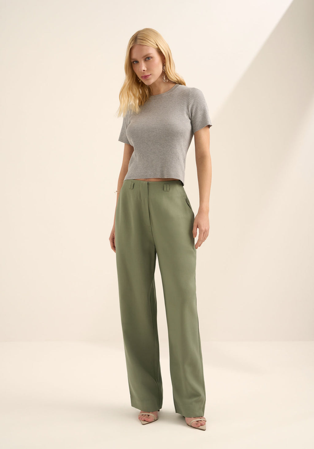 Calça Reta De Cintura Alta Lez A Lez Feminino 9432E