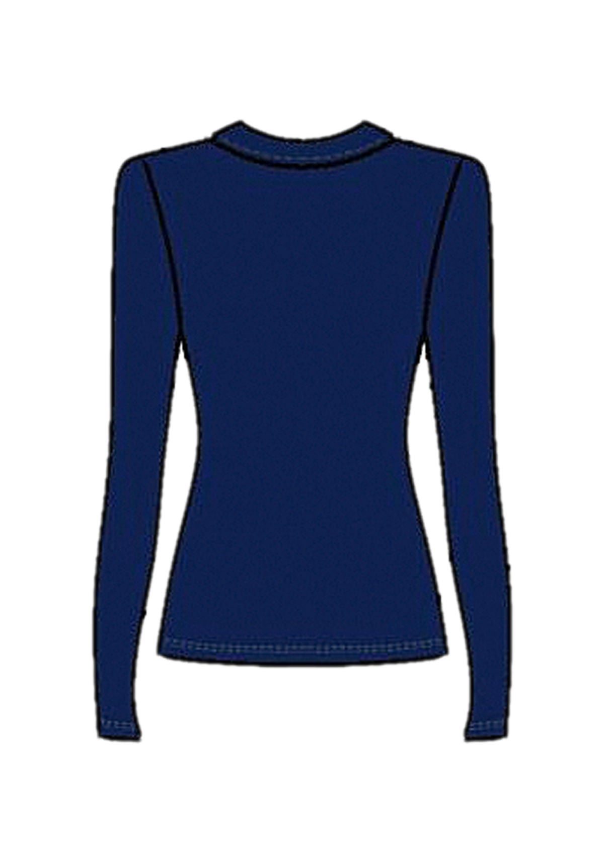 Blusa De Mangas Longas Em Malha Lez A Lez Feminino 9487E