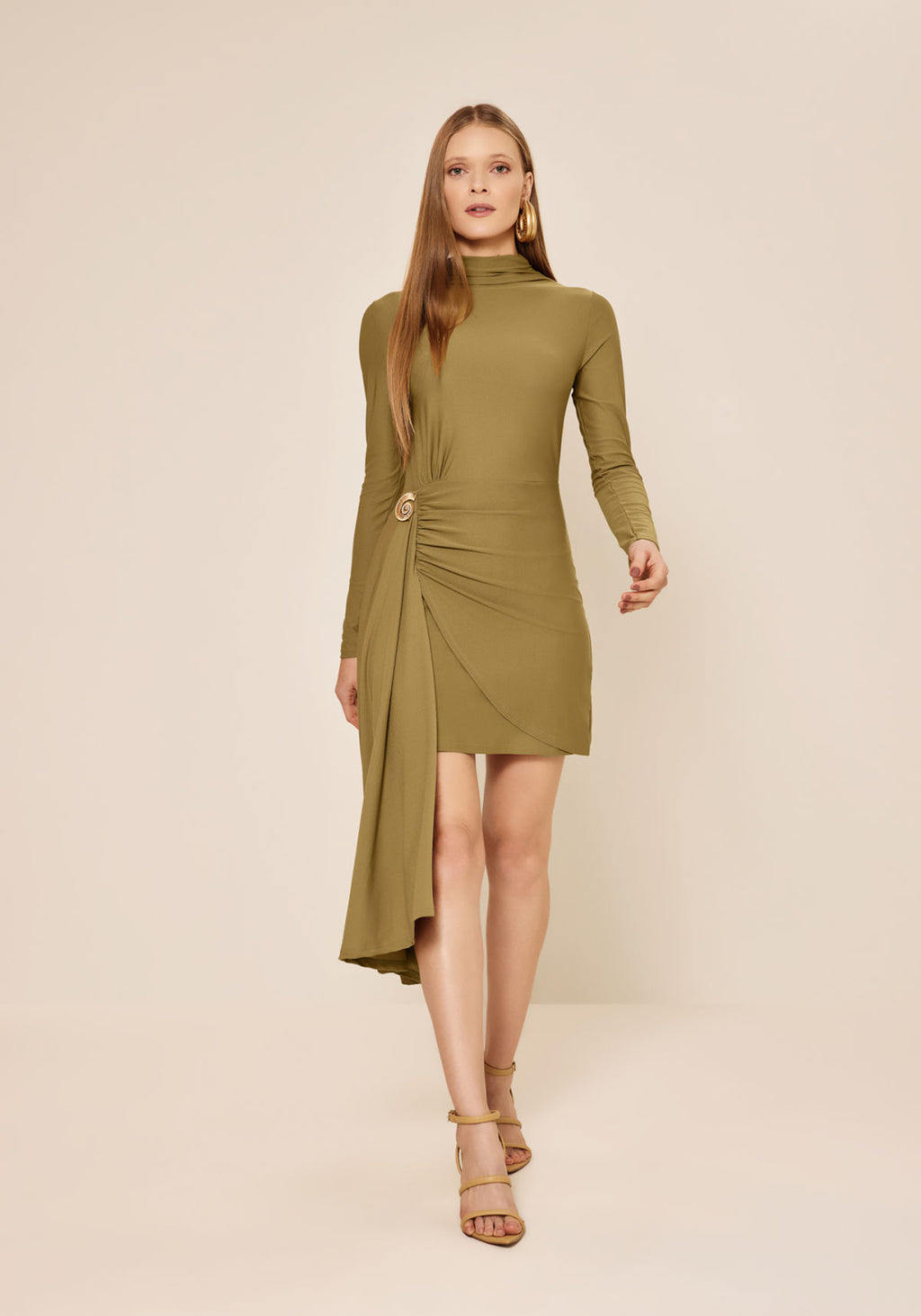 Vestido Curto De Mangas Longas Lez A Lez Feminino 7865E