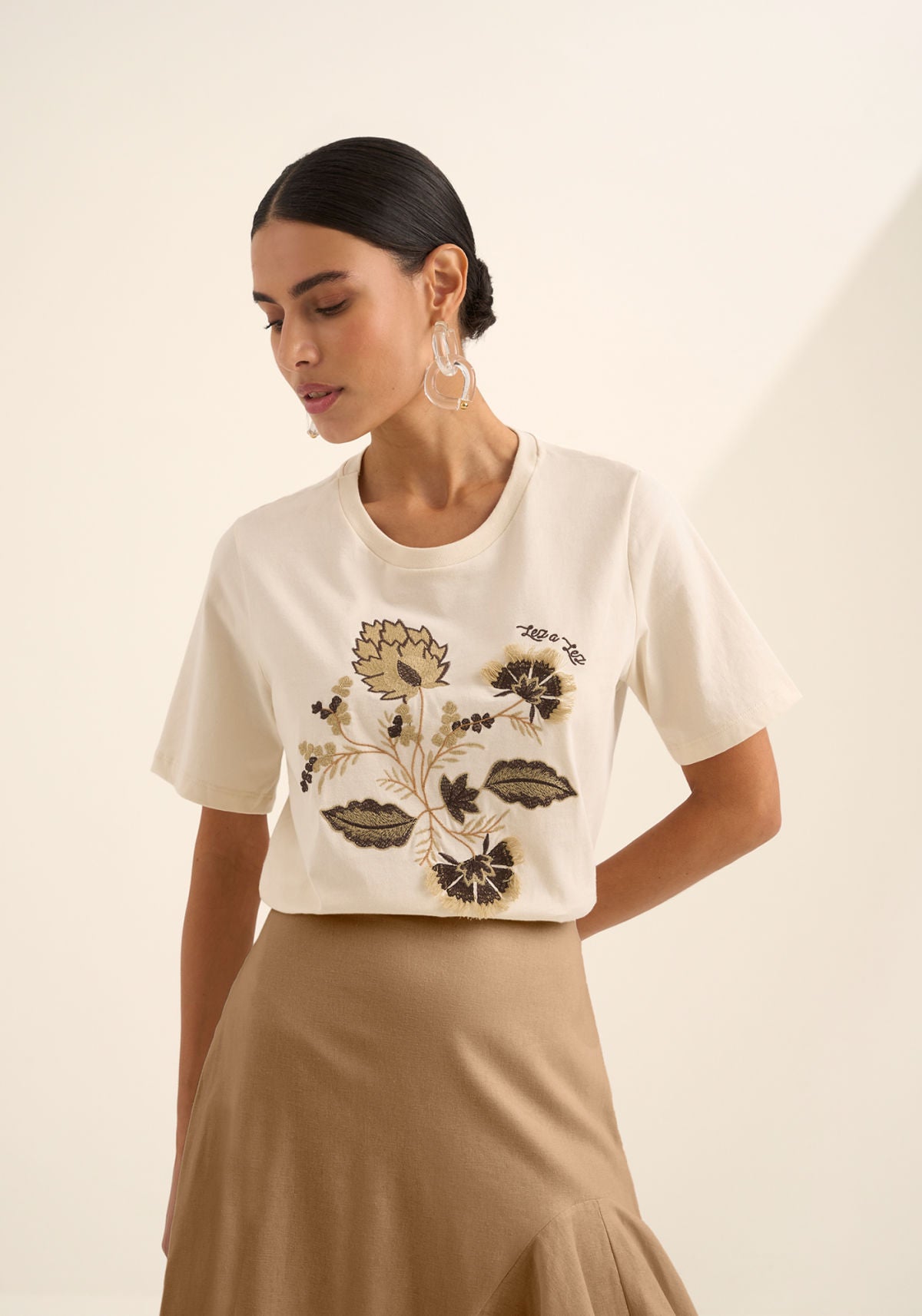 T-shirt Bordada Em Malha De Algodão Lez A Lez Feminino 9483E
