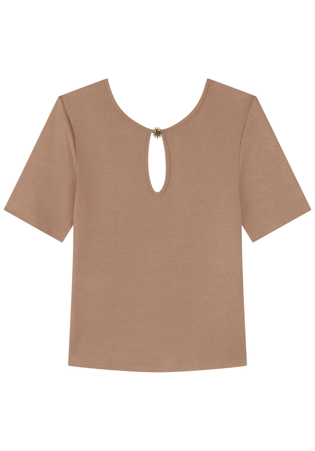 Blusa Canelada De Mangas Curtas Lez A Lez Feminino 5081E