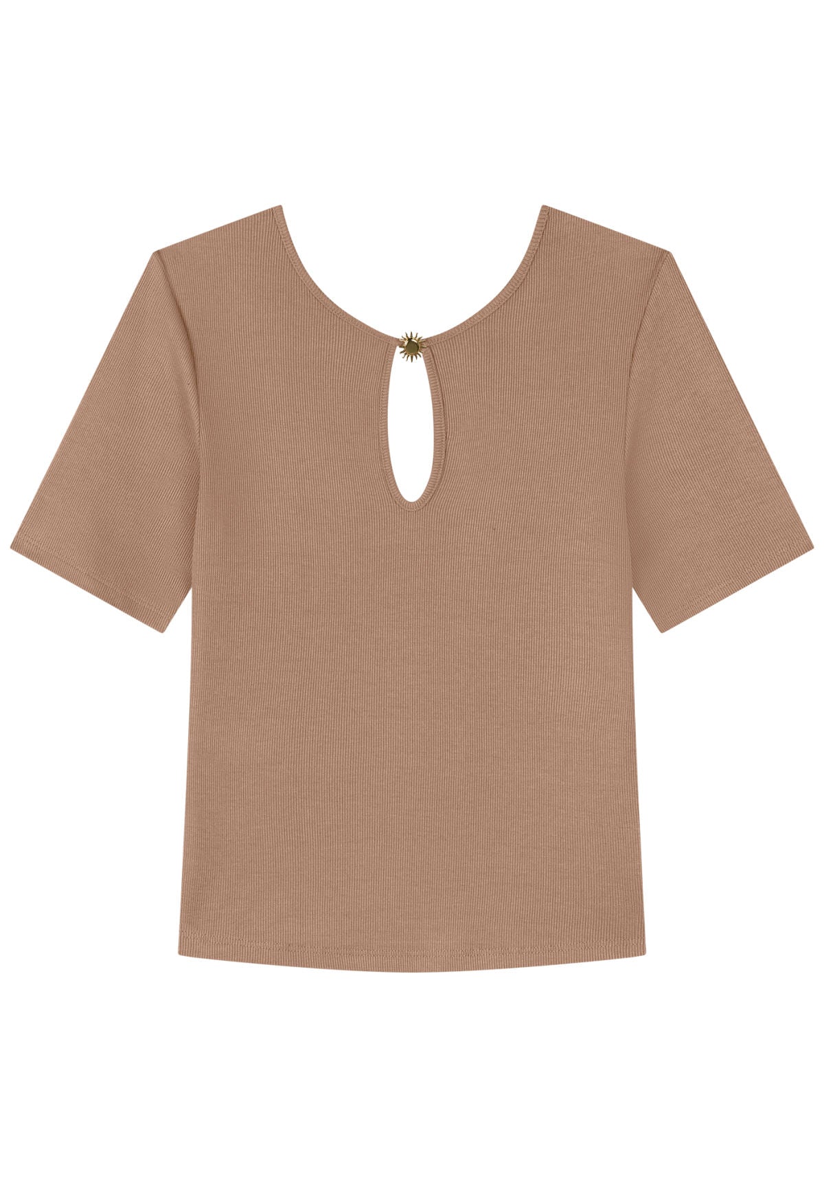 Blusa Canelada De Mangas Curtas Lez A Lez Feminino 5081E
