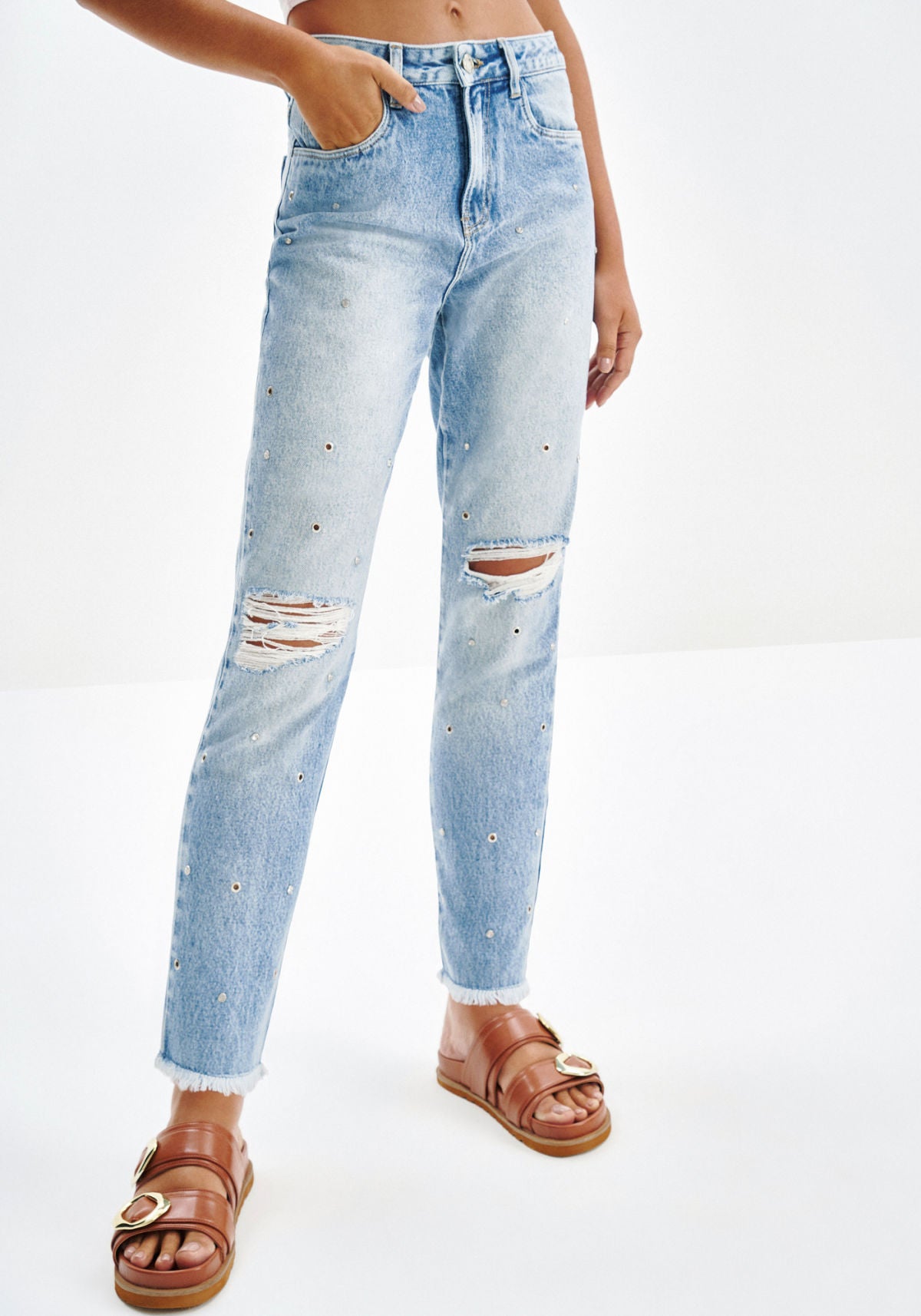 Calça Jeans Mom Destroyed Lez A Lez Feminino 7935L