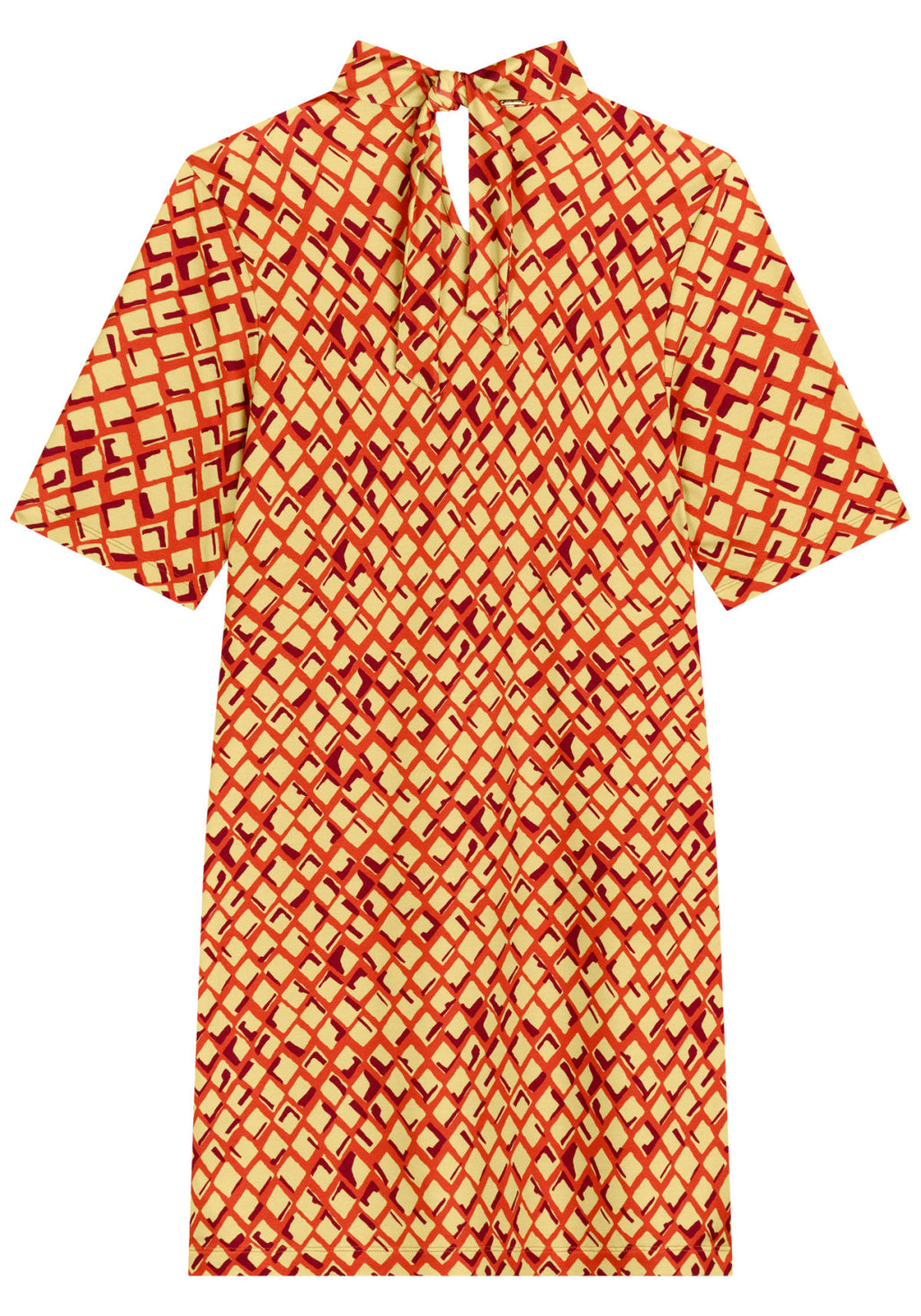 Vestido Curto Estampado Com Gola Lez A Lez Feminino 7268E