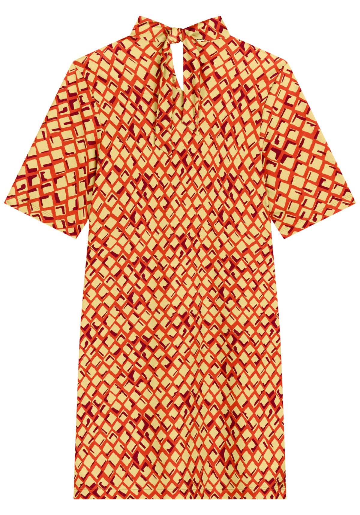 Vestido Curto Estampado Com Gola Lez A Lez Feminino 7268E