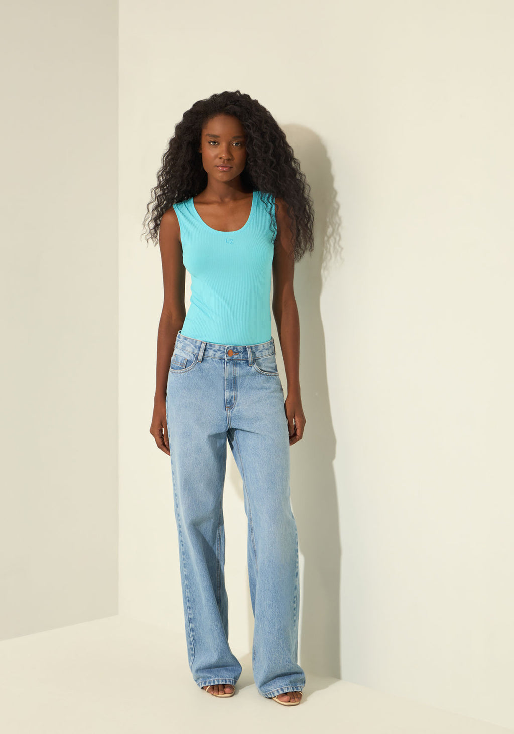 Blusa Regata Básica Com Bordado Lez A Lez Feminino 5071E