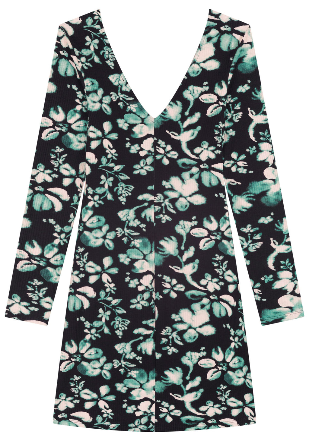 Vestido Curto Estampado De Mangas Lez A Lez Feminino 7551E