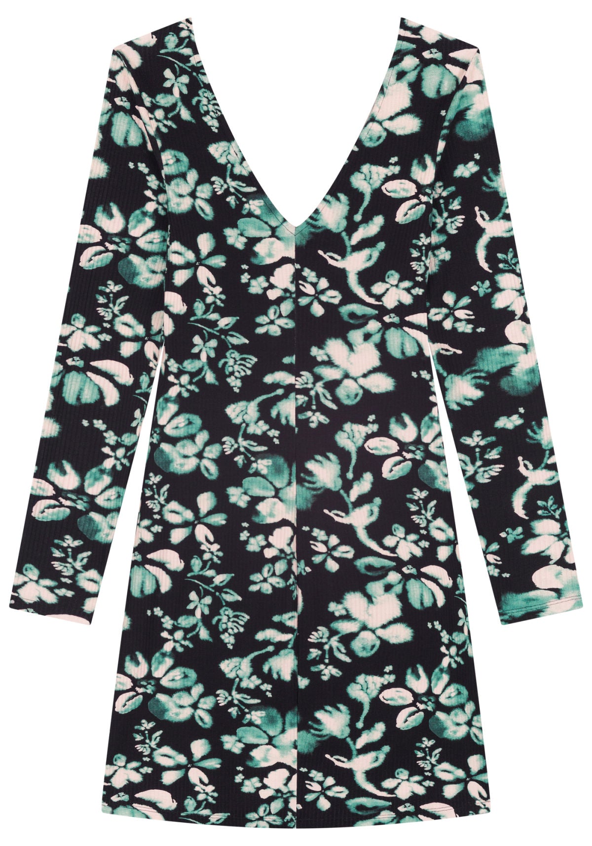 Vestido Curto Estampado De Mangas Lez A Lez Feminino 7551E