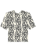 Blusa Estampada Canelada De Mangas Lez A Lez Feminino 9344E