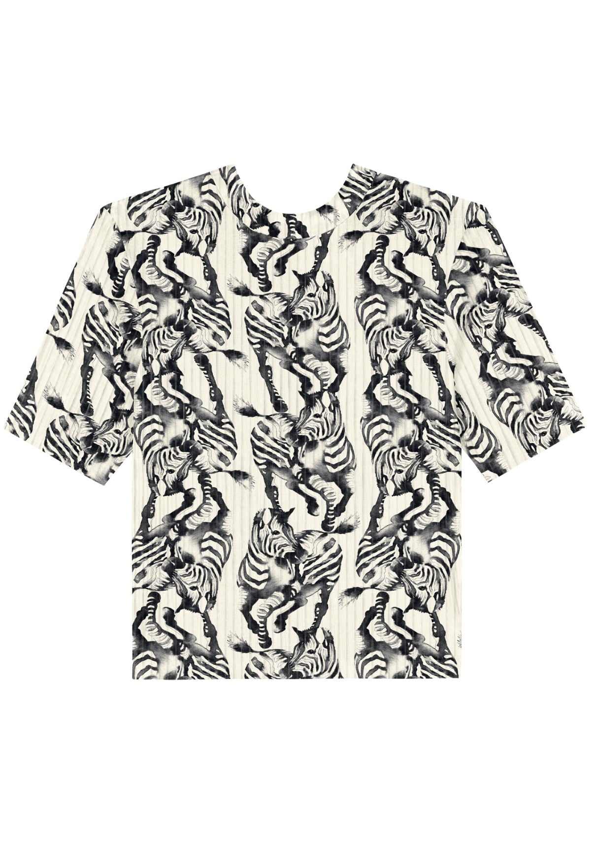 Blusa Estampada Canelada De Mangas Lez A Lez Feminino 9344E