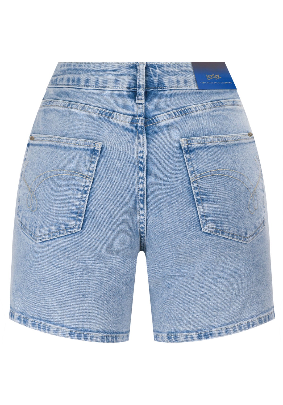 Shorts Jeans Justo Cintura Alta Lez A Lez Feminino 9483L