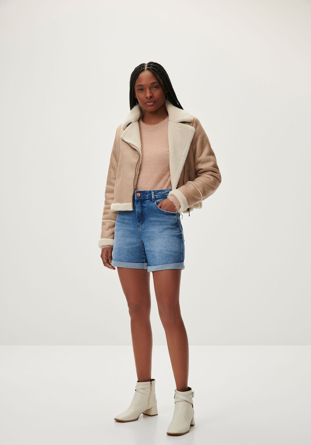 Bermuda Jeans Boyfriend Lez A Lez Feminino 7881L
